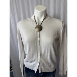 Bronze Beaded Necklace with Textured Round Pendant - 16" Long